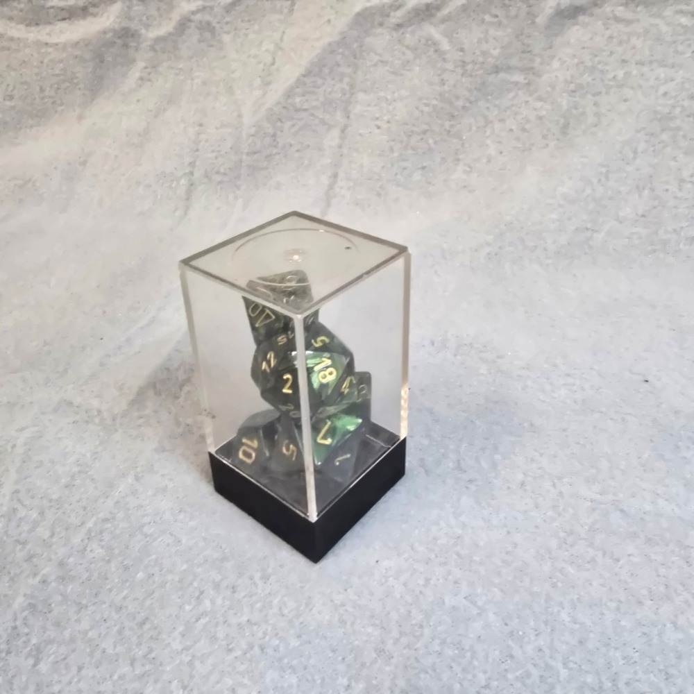 Chessex Borealis Royal Purple Gold 7 Die RPG Set D&D Pathfinder Iridescent Green